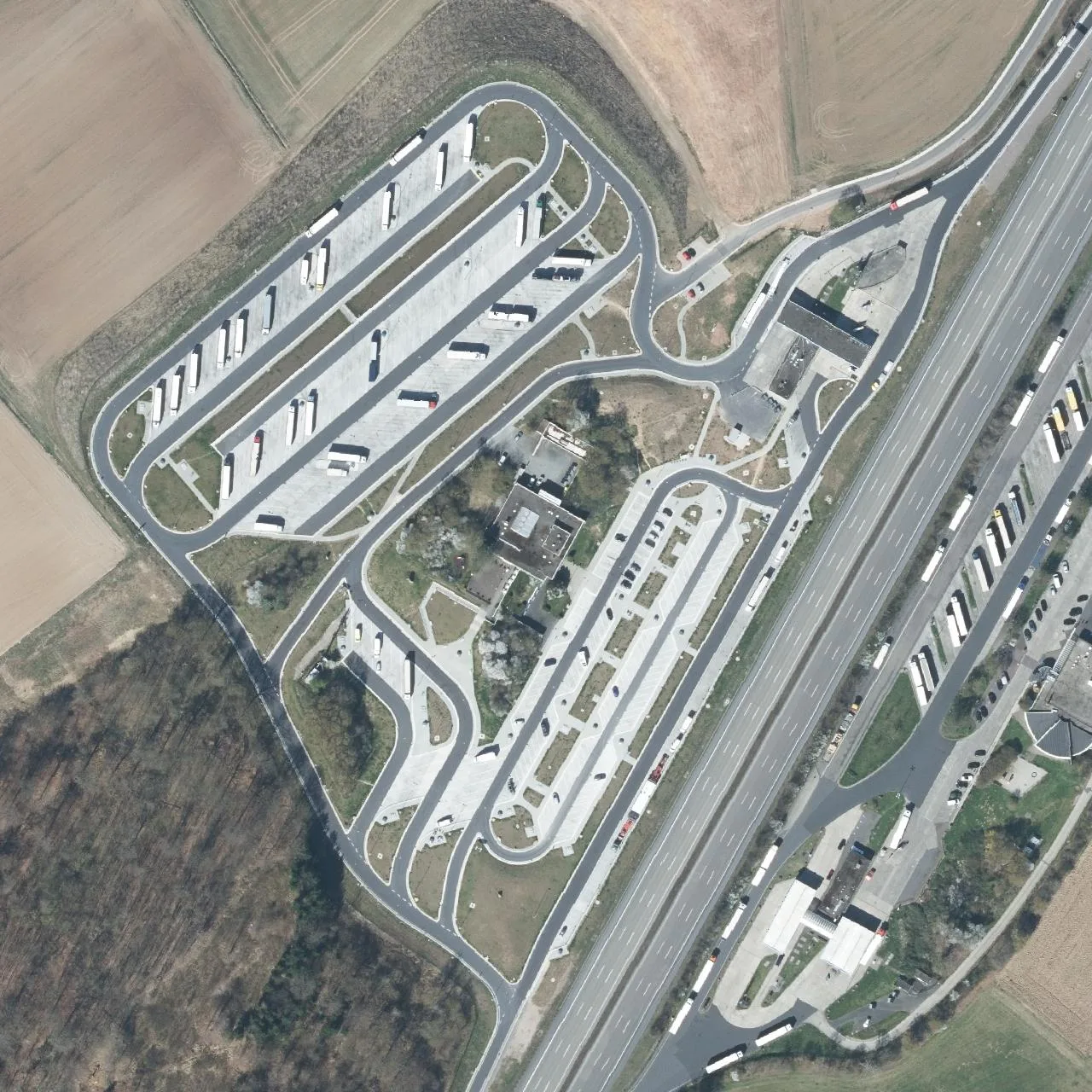 Aerial photo (orthophoto) of truck parking Hasselberg West from 2022