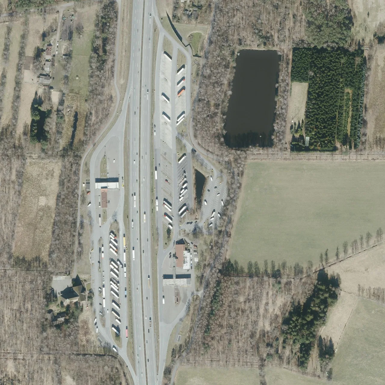 Aerial photo (orthophoto) of truck parking Holmmoor Ost from 2025