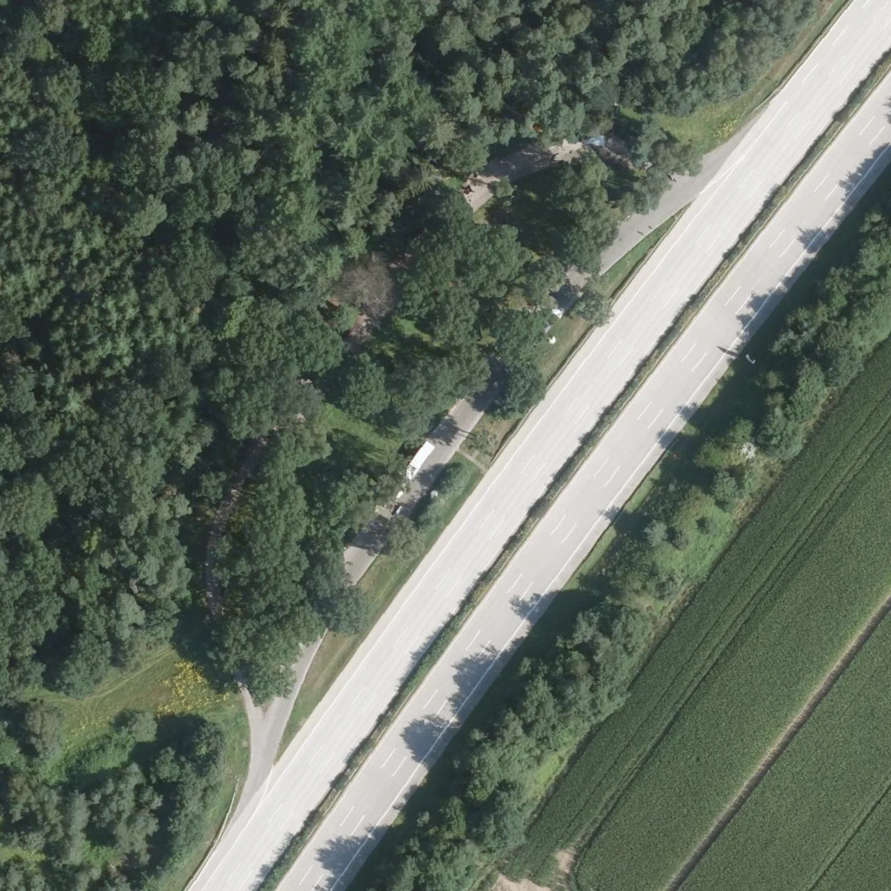 Aerial photo (orthophoto) of truck parking Vorm Naturschutzpark West from 2024