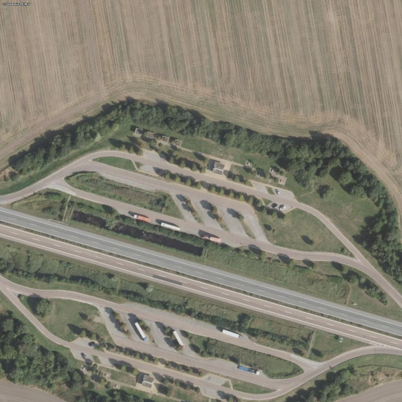 Aerial photo (orthophoto) of truck parking Speckmoor Nord from 2024