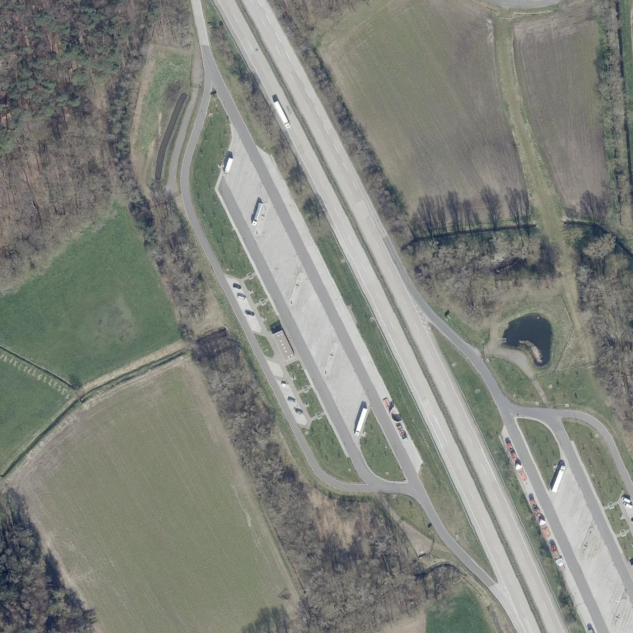 Aerial photo (orthophoto) of truck parking Bornhorster Wiesen West from 2023